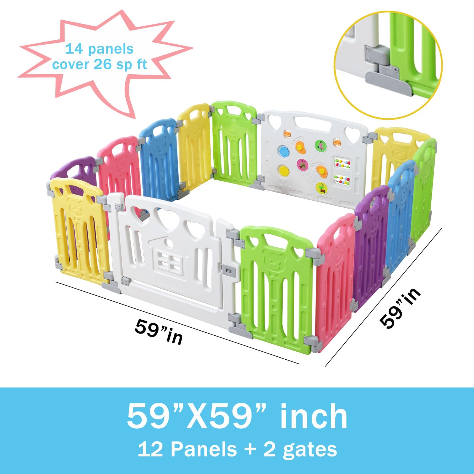Gupamiga Baby Playpen with anti-slip feet stabilizing panels during play