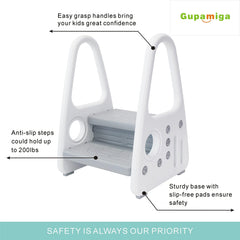 Gupamiga kids step stool sturdy base supports daily bathroom tasks with confidence.