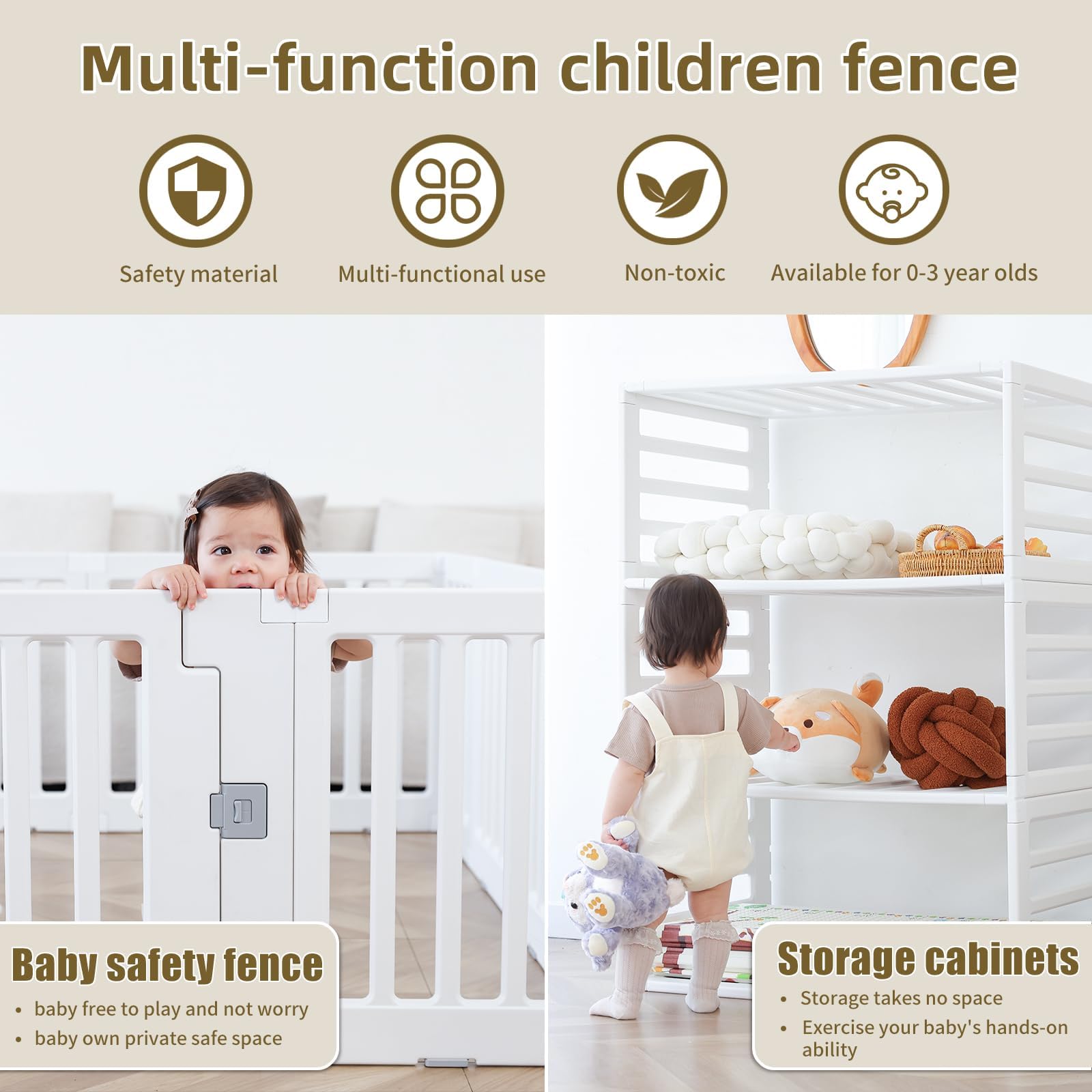 Gupamiga Playpen anti-slip-feet keeps the play area stable.