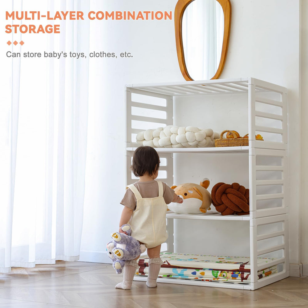 Gupamiga Playpen toys-storage space helps organize playtime essentials.