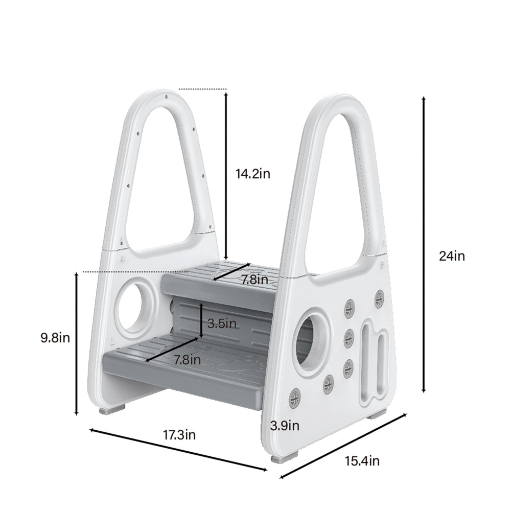 Gupamiga step stool with handrails provides a secure grip for easy transfers.