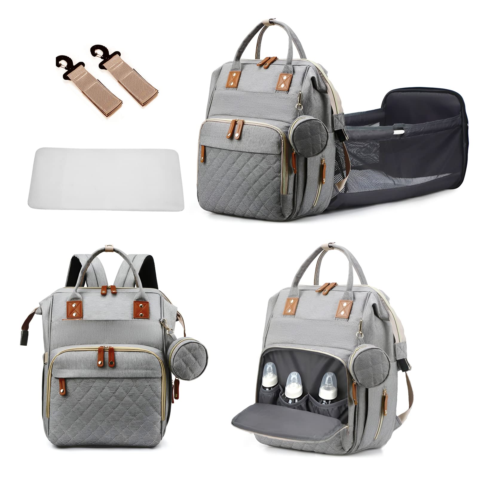 Gurzinn baby diaper backpack with foldable pad for on-the-go changing