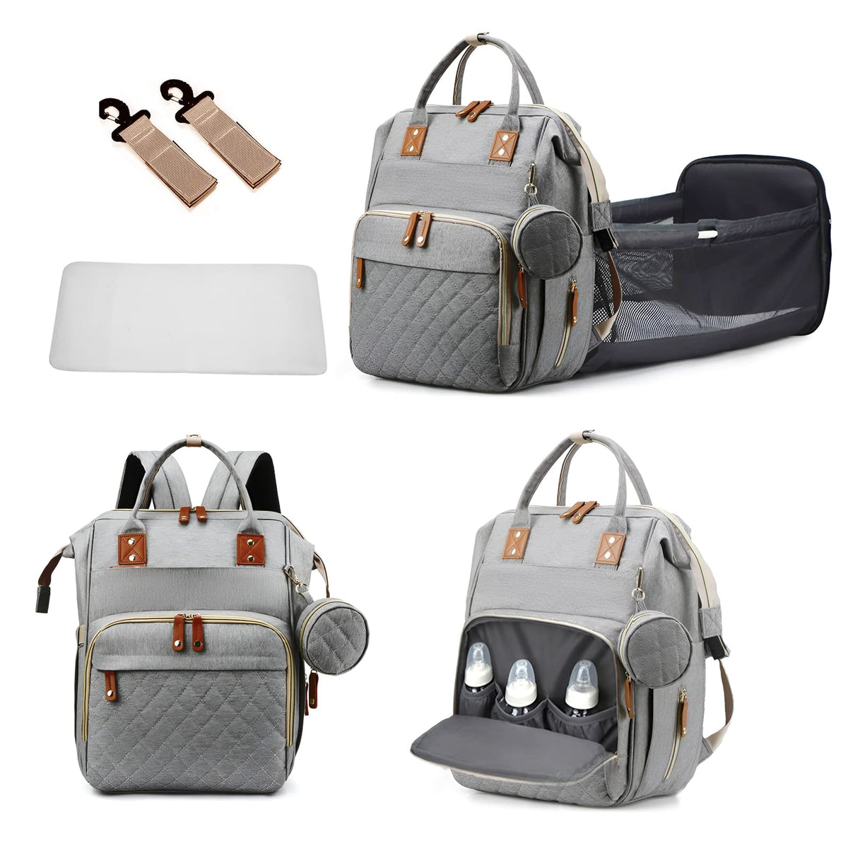 Gurzinn baby diaper backpack with foldable pad for on-the-go changing