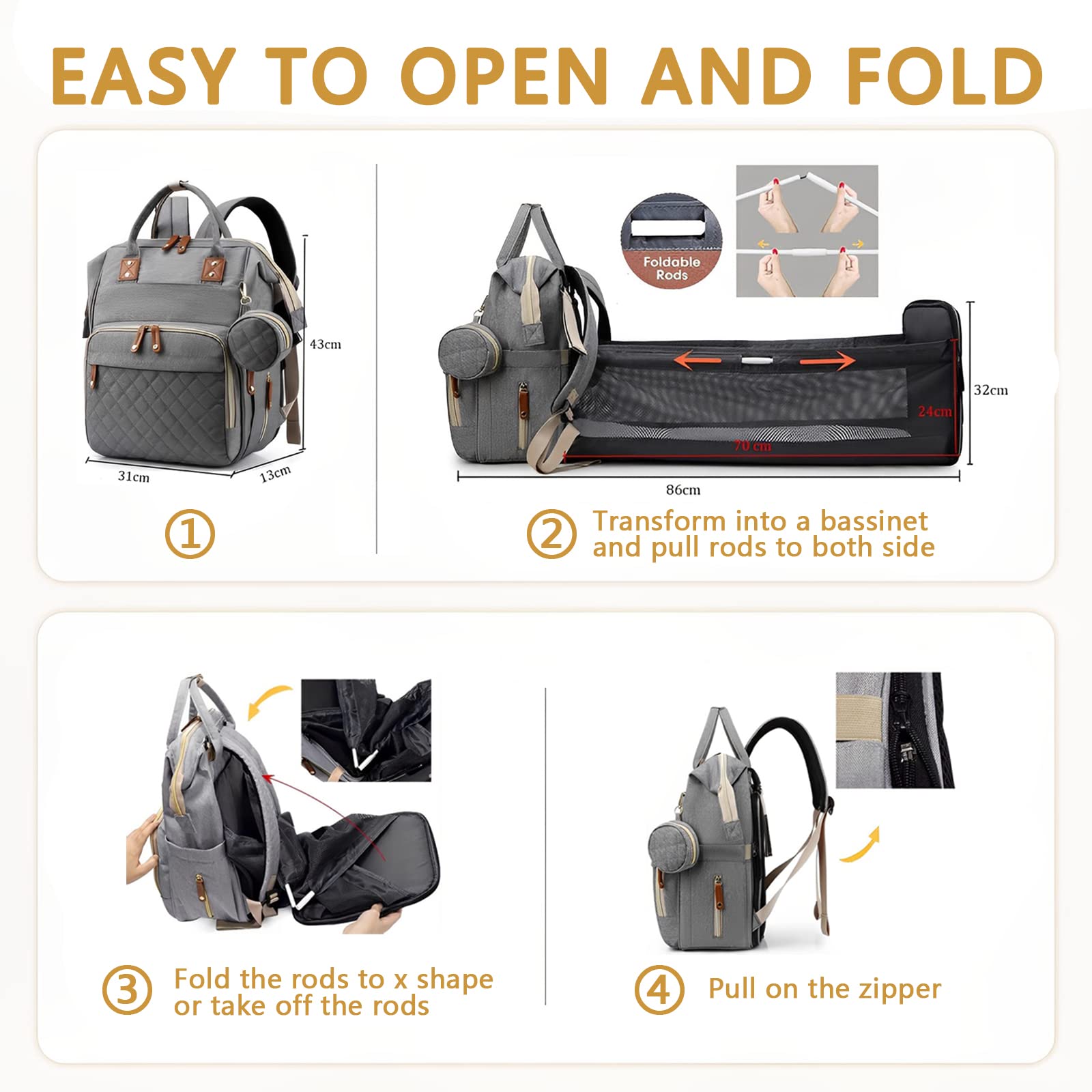 Gurzinn diaper bag changing station in use for quick diaper changes
