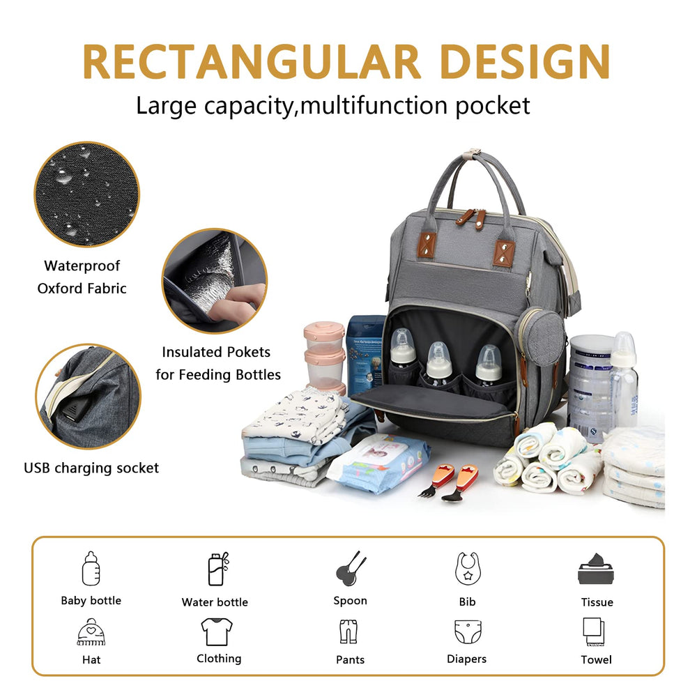 Gurzinn diaper bag with large organized pockets for baby essentials