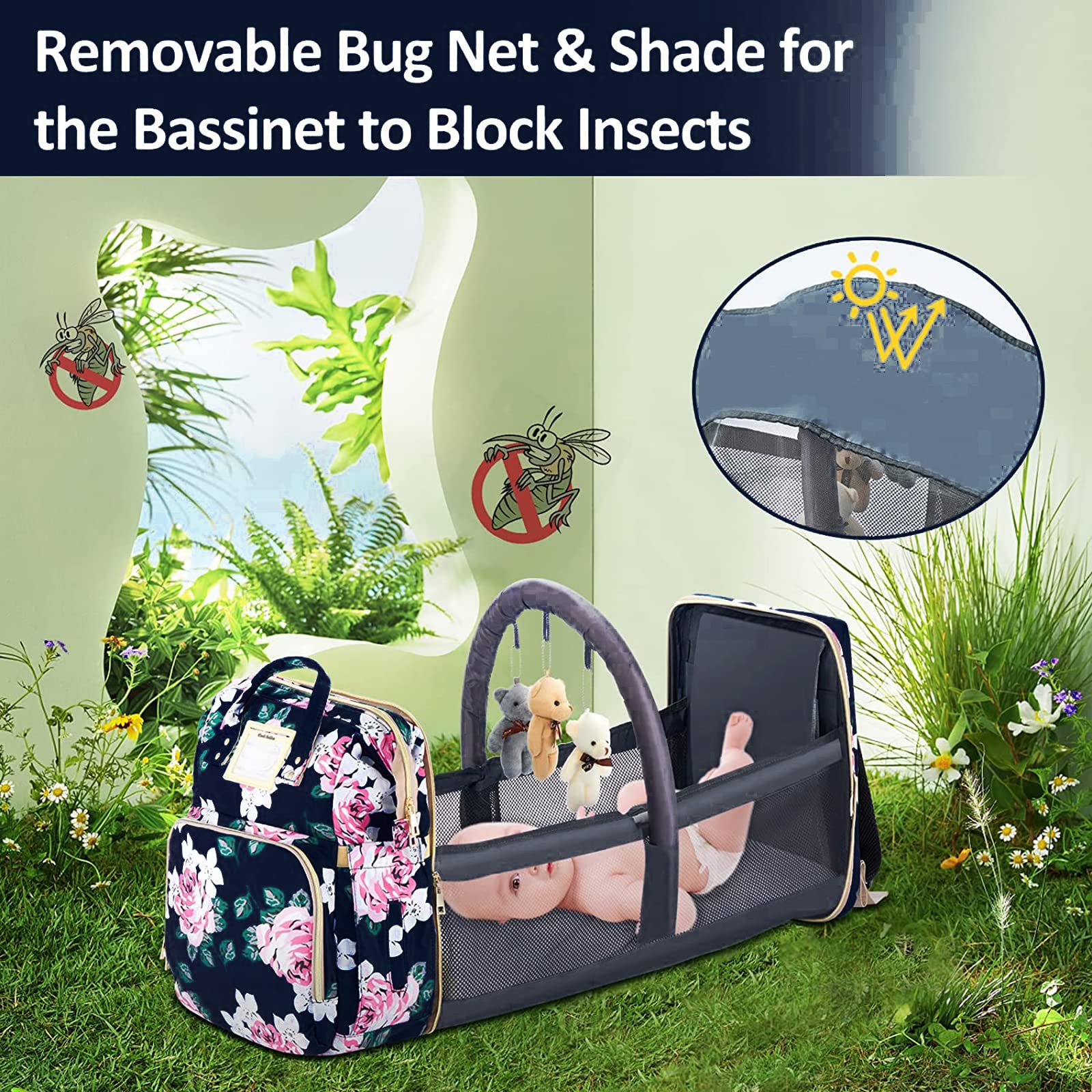 GurZinn diaper bag 14-pocket organization for easy item access