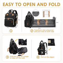 GurZinn diaper bag backpack changing-station open demonstrates quick-changing area