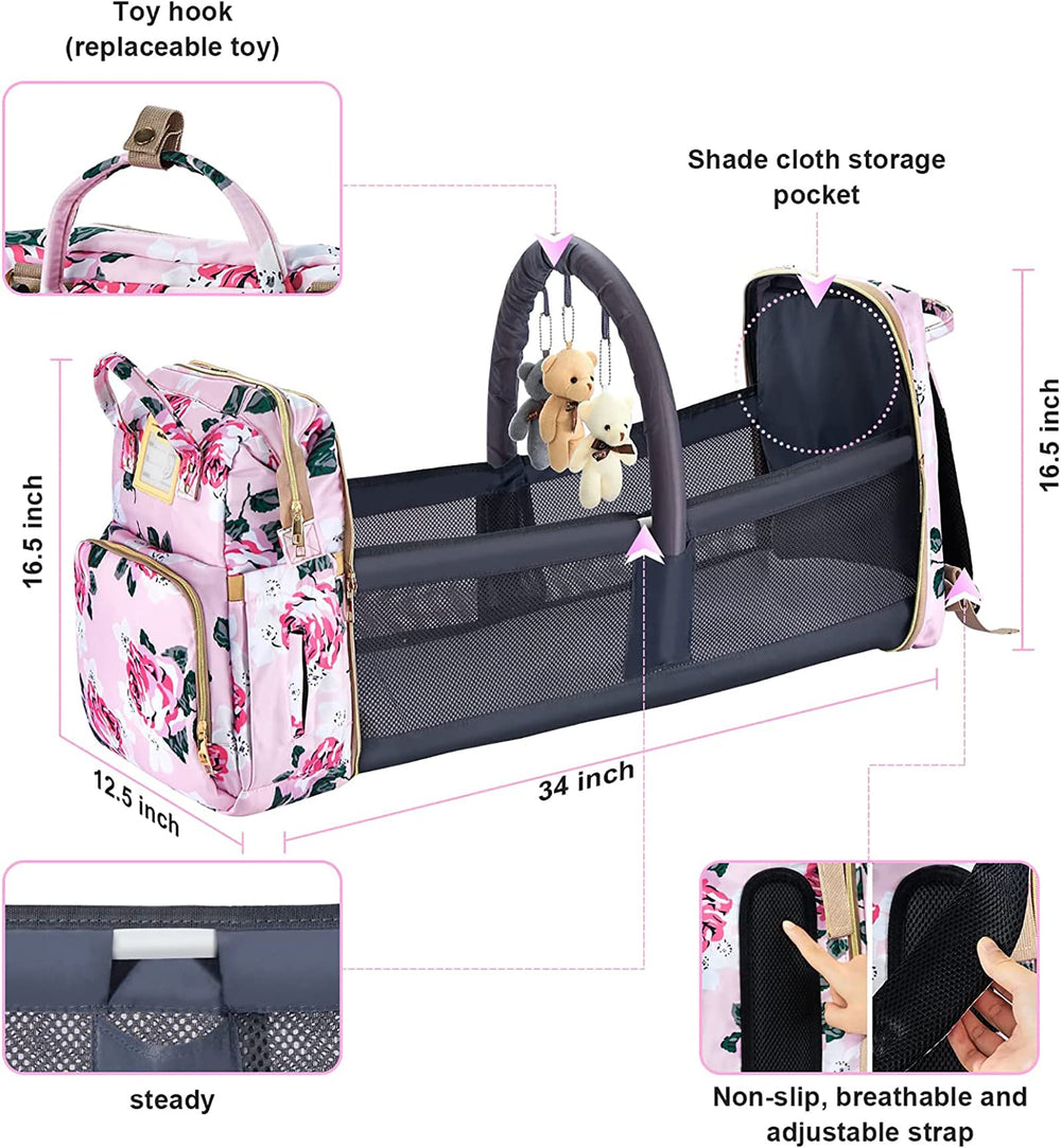 GurZinn diaper bag backpack side pockets keep wipes and essentials within reach.