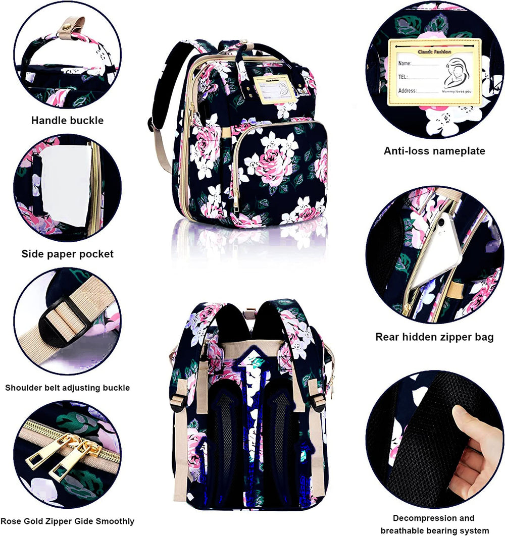 GurZinn diaper bag changing station folds out for quick diaper changes