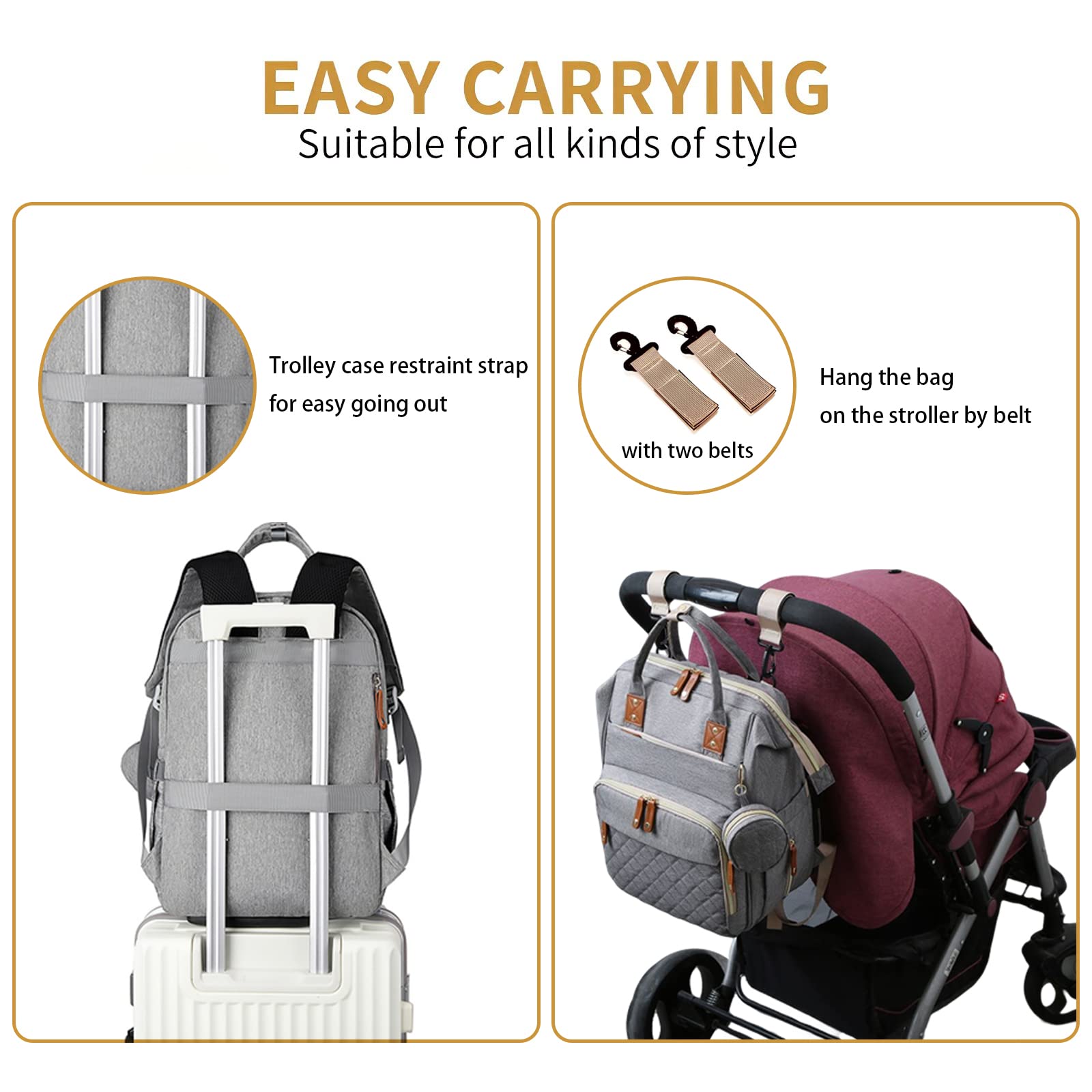 Gurzinn diaper bag made with waterproof 900D Oxford material