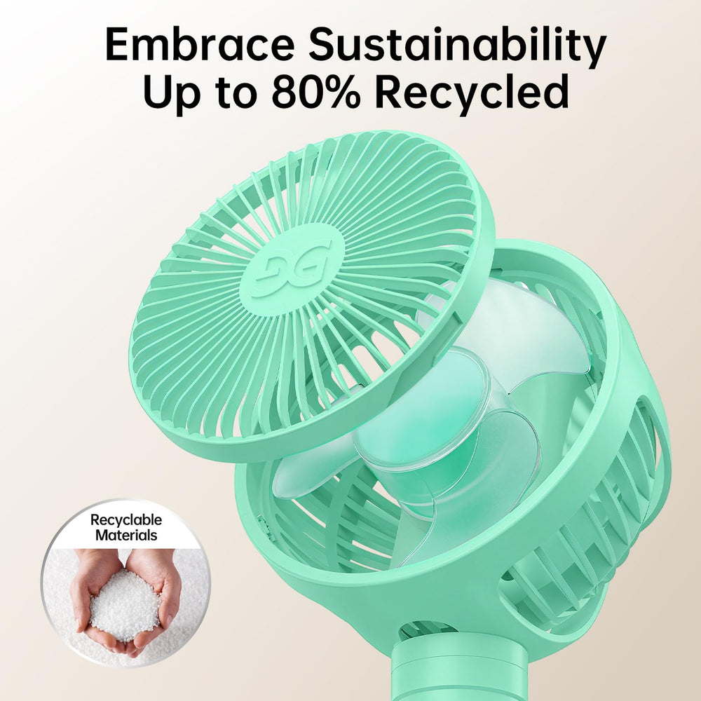 GUSGU car-mount travel-friendly fan in green for road trips.