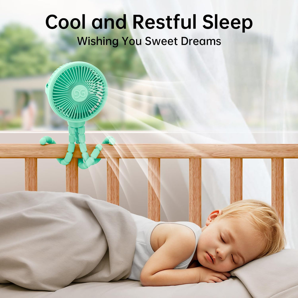 GUSGU rechargeable battery fan in green for on-demand cooling anywhere.