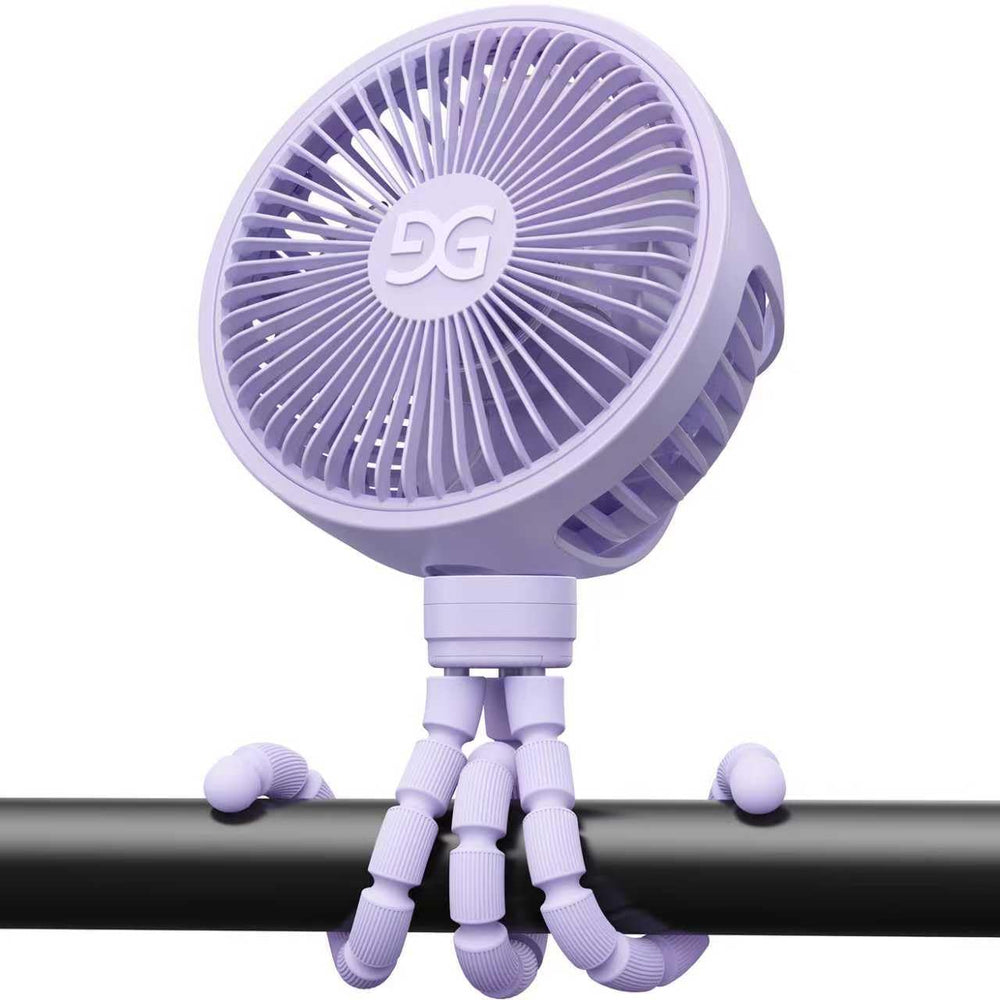 GUSGU stroller fan clip-on purple for safe baby-friendly breeze on the go.