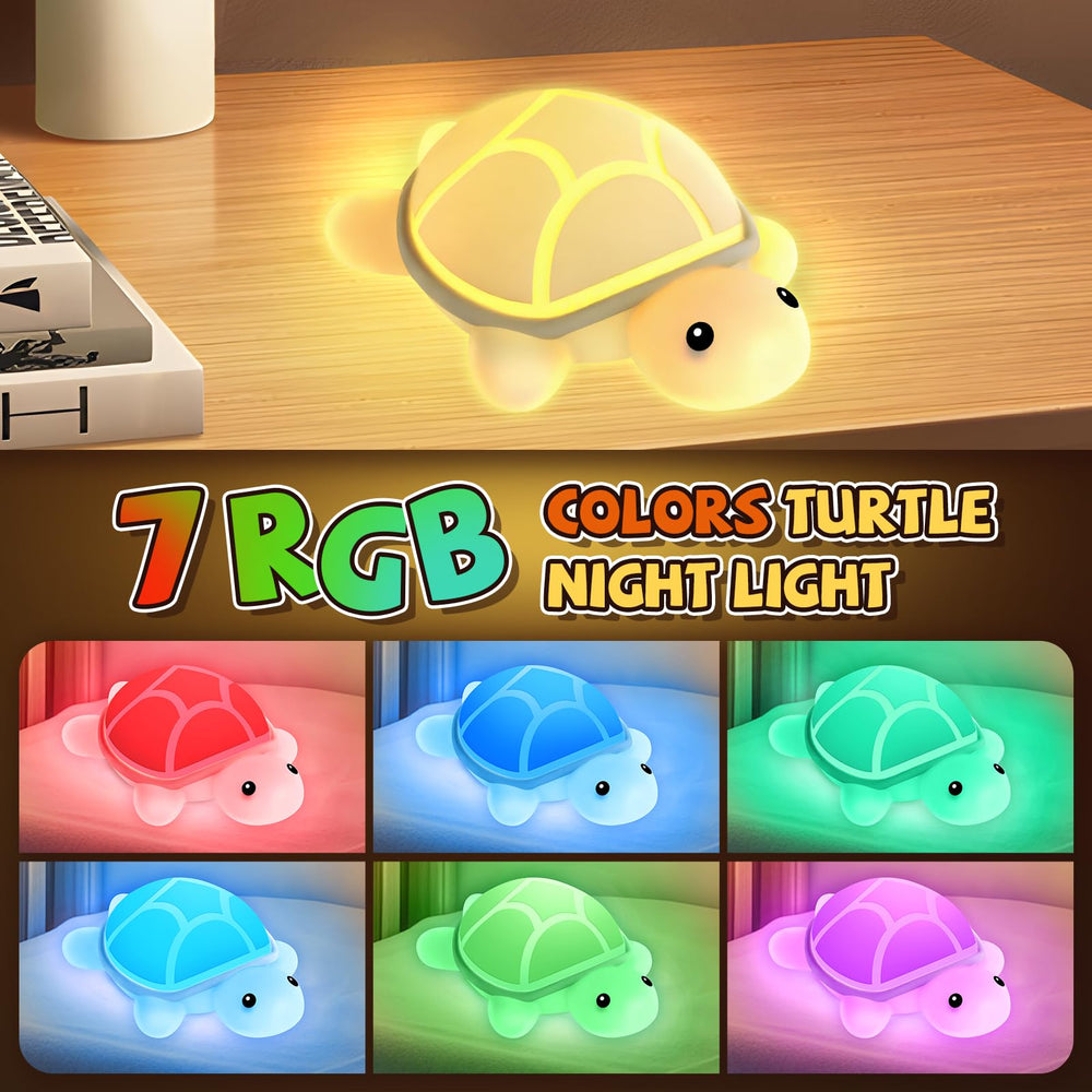 Gusweet turtle night light on a nursery bedside table for cozy evenings