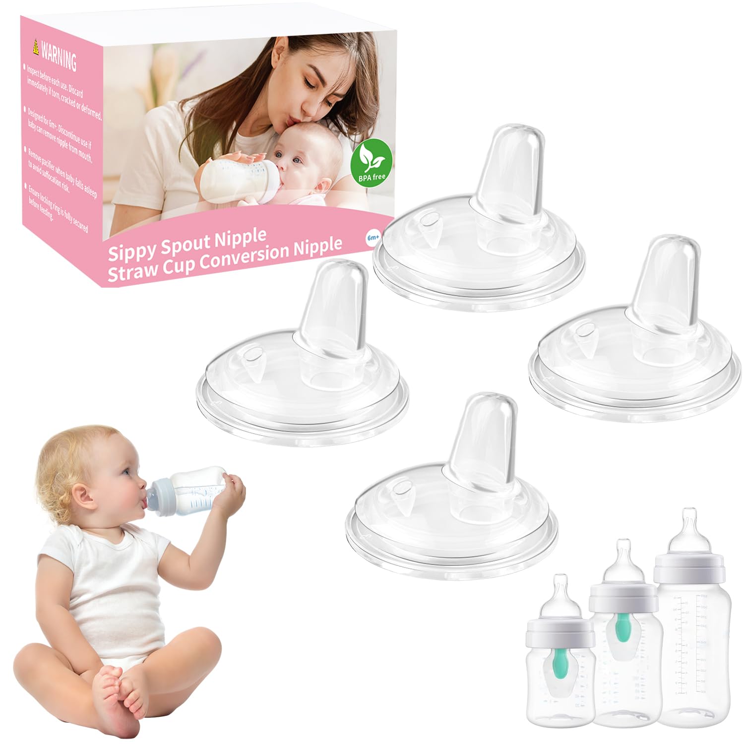 Guxetans sippy spouts compatible with Philips Avent bottles enable smooth transitions.