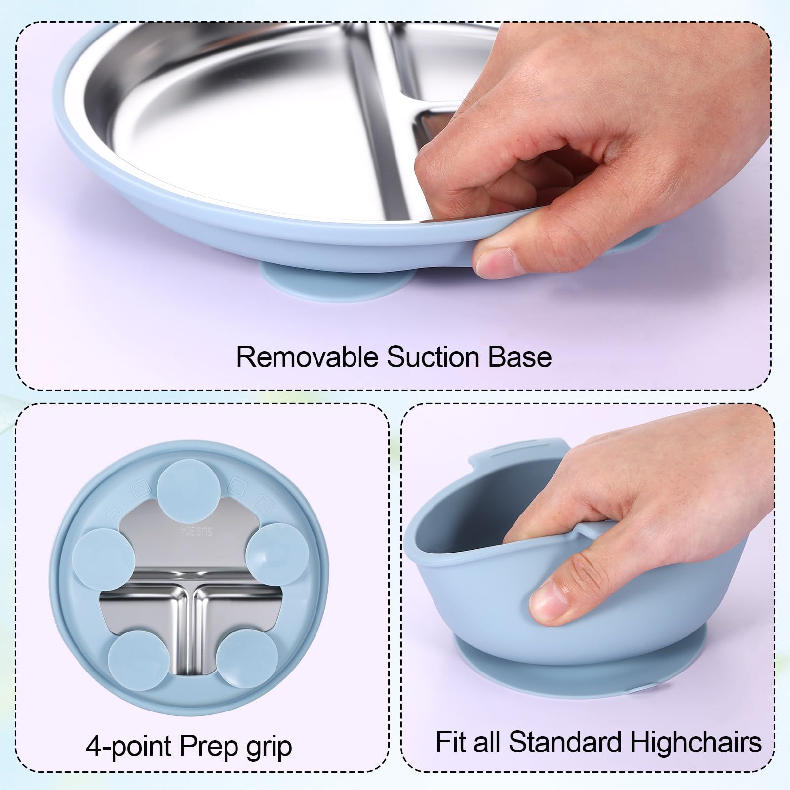 Gweichunon non-slip plate helping kids keep food in place