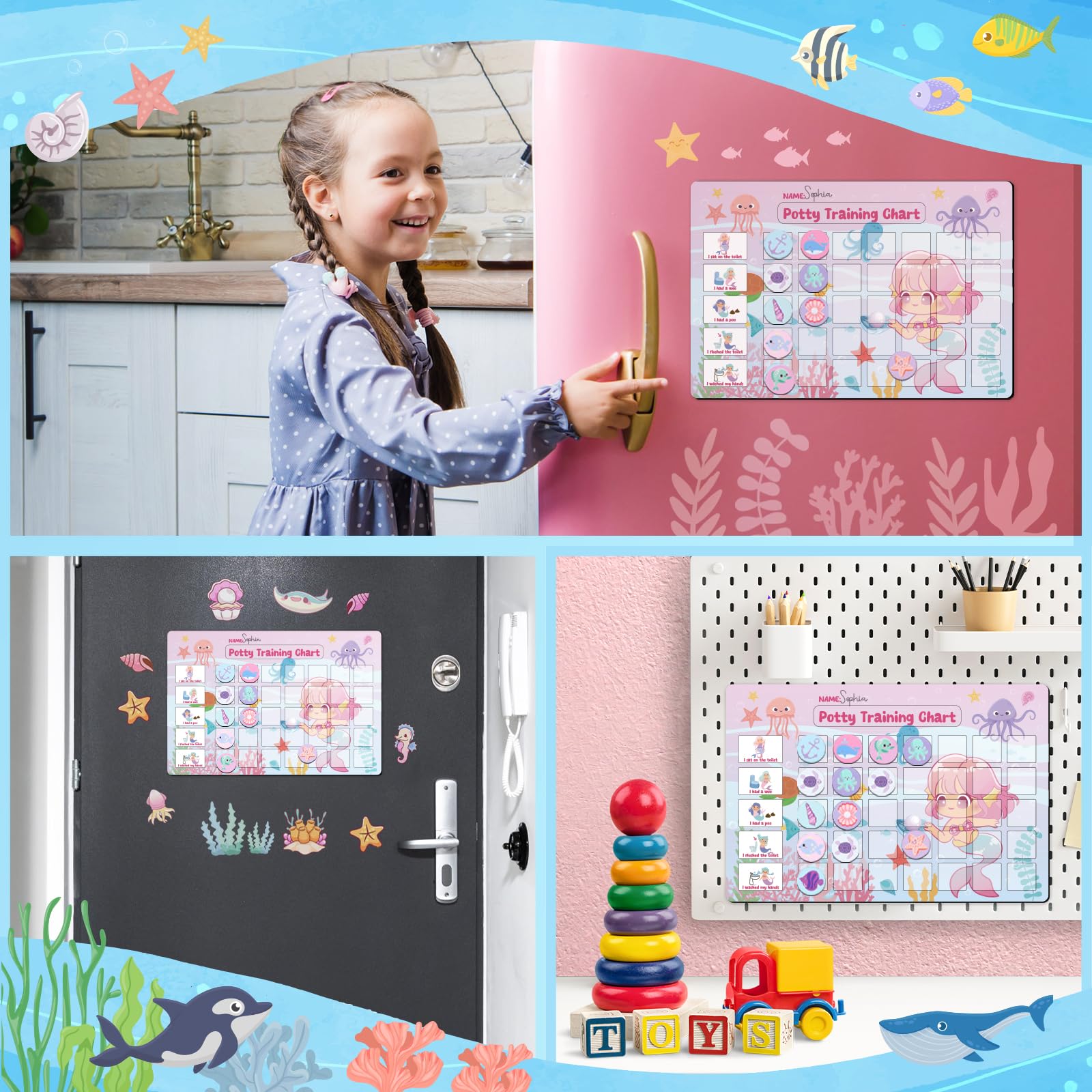 GWHOLE Mermaid chart makes potty training a delightful gift.