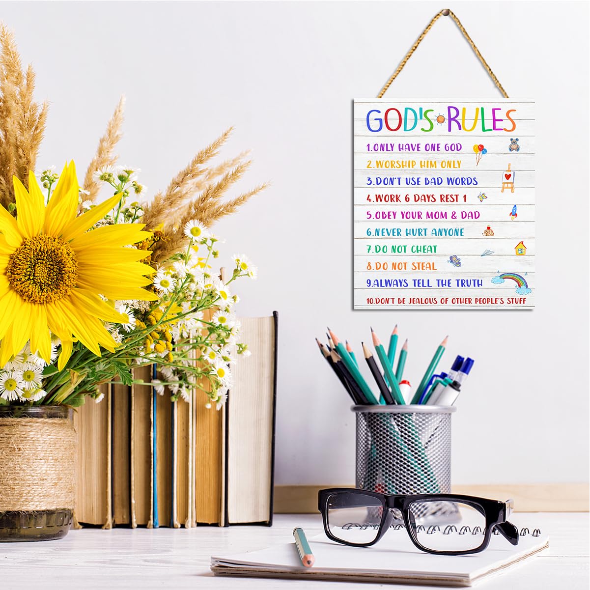 Gwisml Kids Prayer Room Decor in wood brings peaceful charm to bedrooms