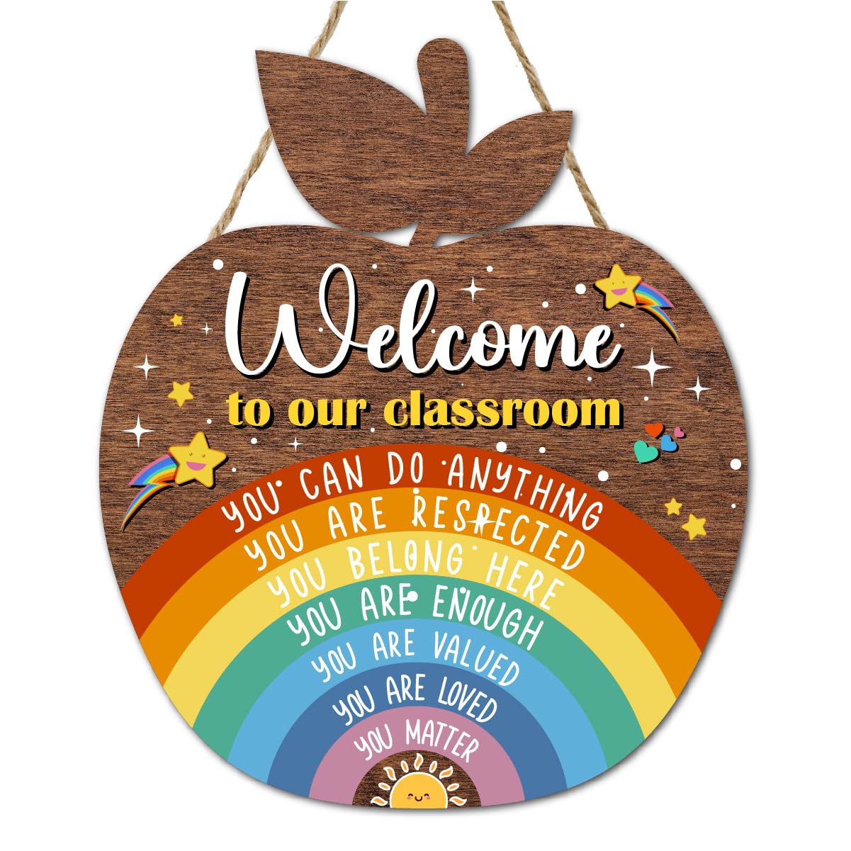 Gwisml Welcome to Our Classroom sign with apple shape brightens entry and inspires students