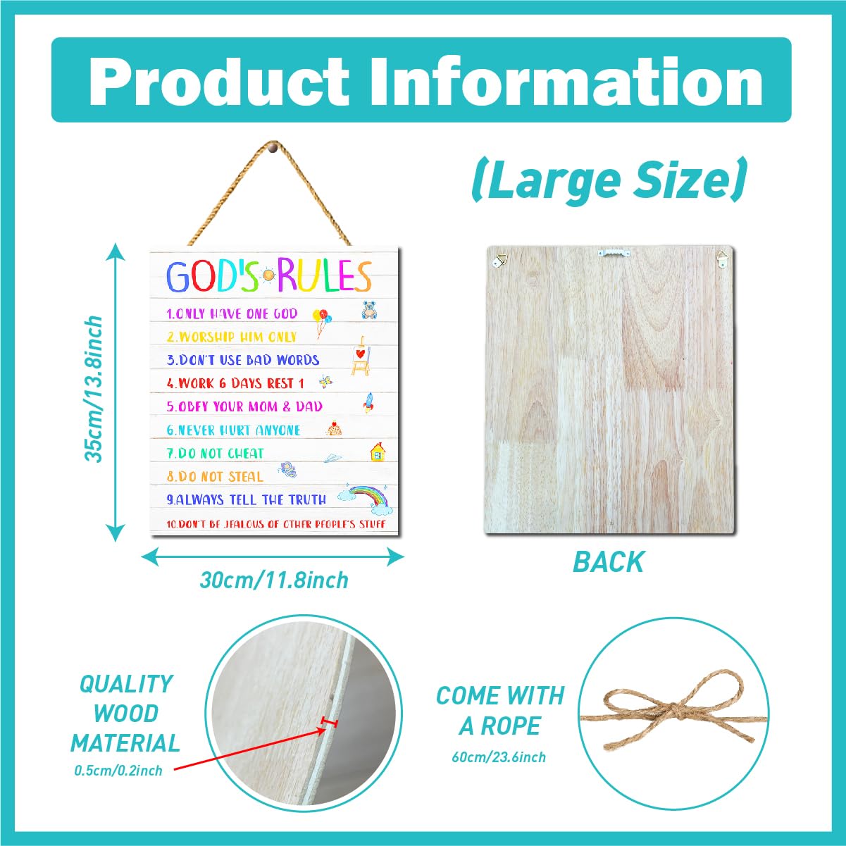 Gwisml Wooden Christian Wall Art for Kids adds warm natural texture to nurseries