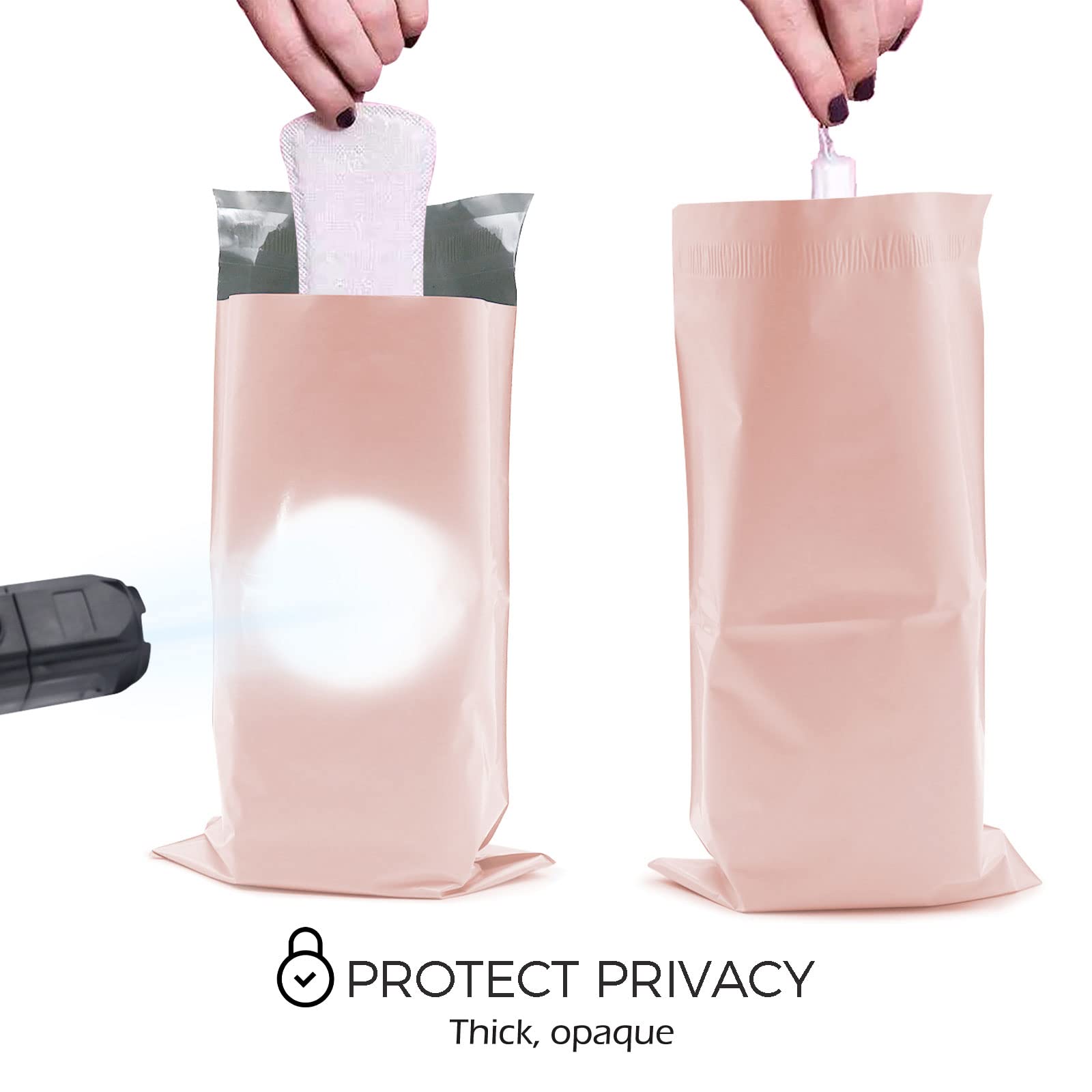 Close-up of odour-seal closure on GWZiehory disposal bags demonstrating secure sealing.