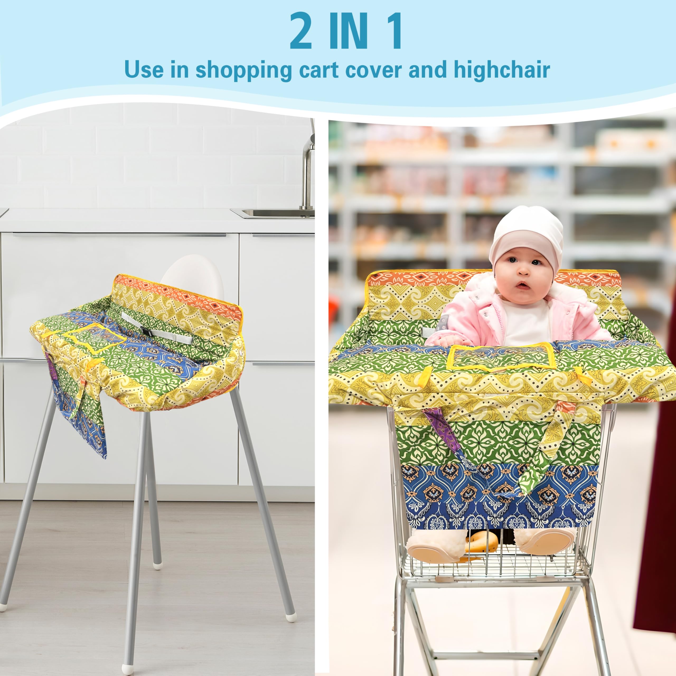 Gxfcymxbd soft cotton high chair cover keeps baby comfy during meals.