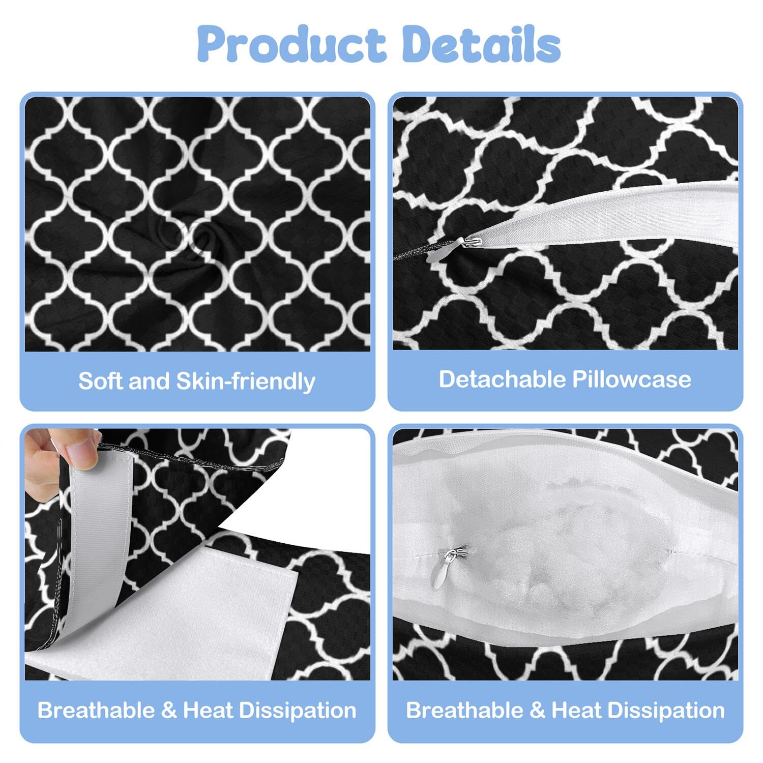 Gxfcymxbd breathable cover wedge pillow keeps skin cool for restful sleep.