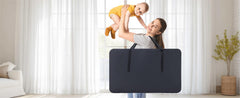GYARING 3-in-1 crib folded for compact storage on the go.