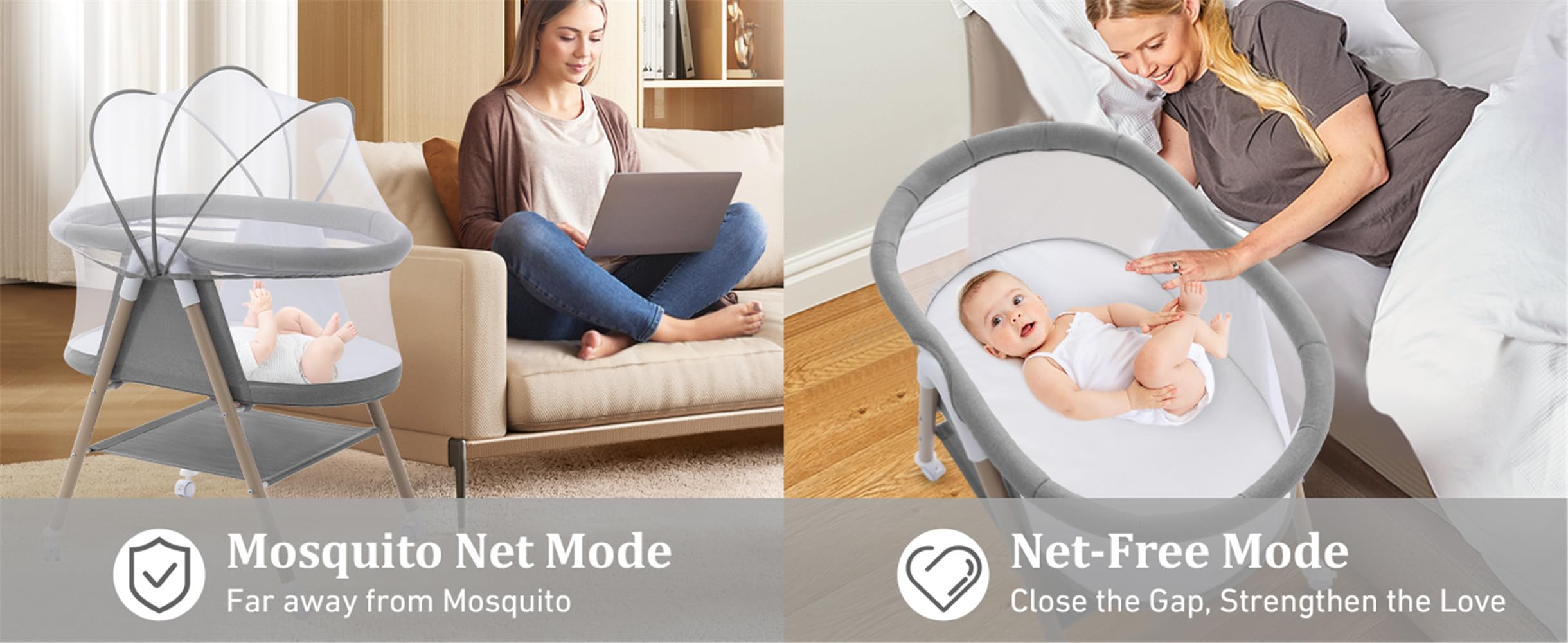 GYARING crib with mosquito net provides protection during sleep