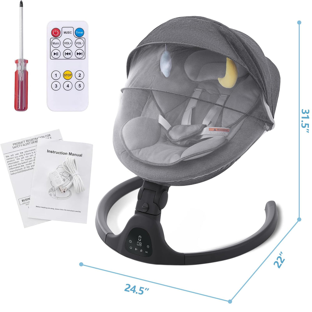 GYARING baby swing auto-off timer ensures energy-efficient operation after nap times.