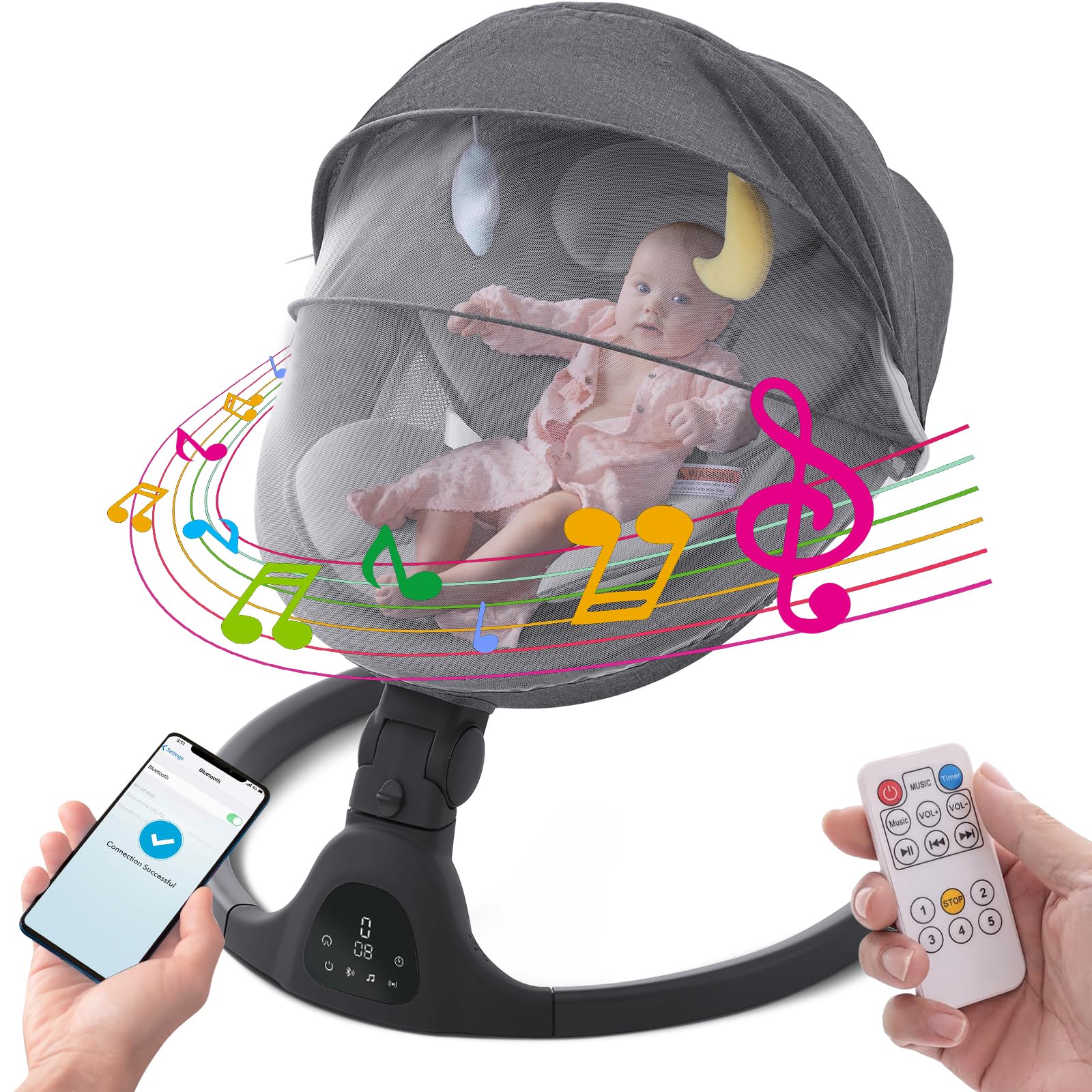 GYARING baby swing protective mosquito net adds gentle shelter during playtime.