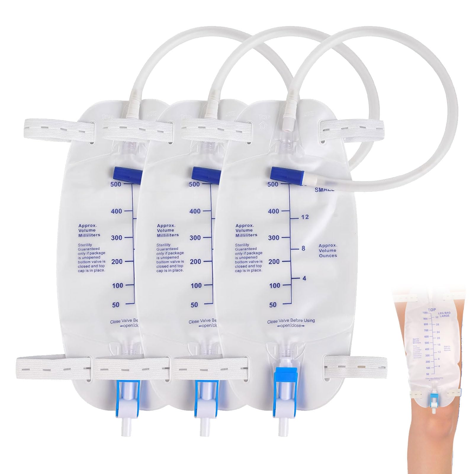 Gyinere 3 Pcs Catheter Bags with easy-tap drain for quick emptying