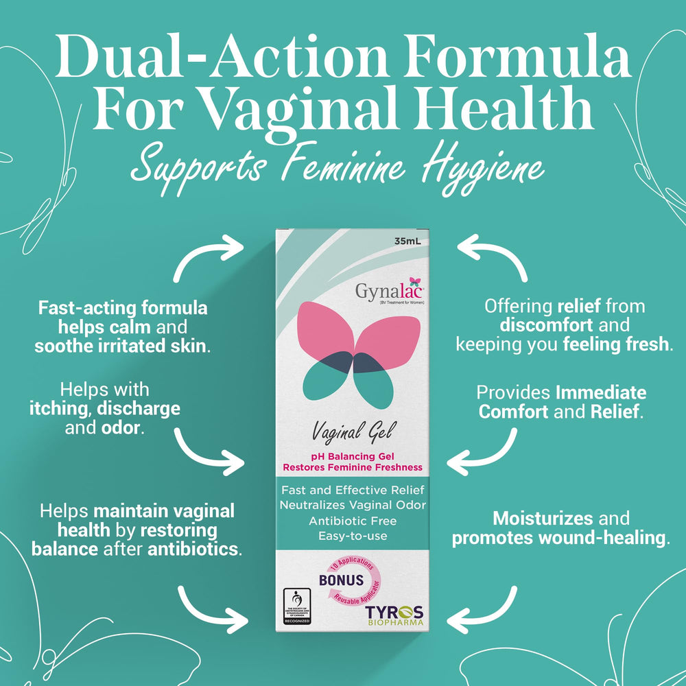 Gynalac tube emitting a fresh, odor-neutralizing effect.