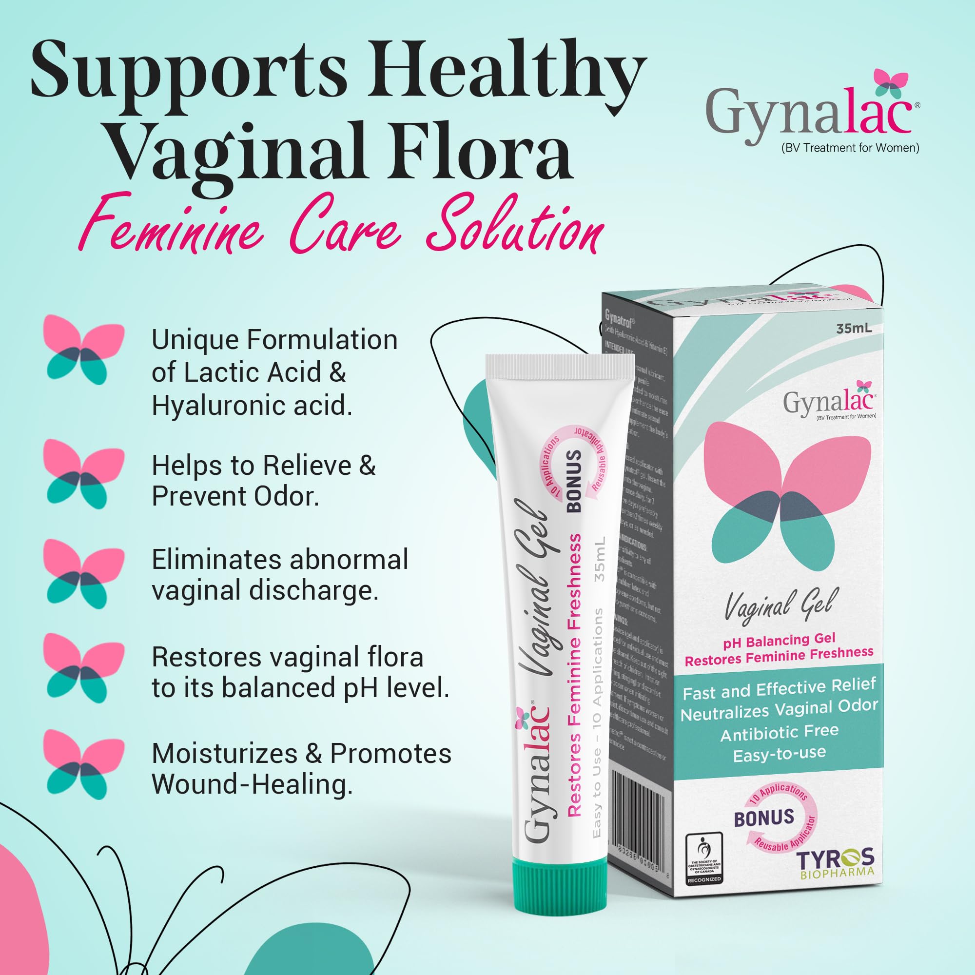 Vaginal flora support concept with Gynalac packaging.
