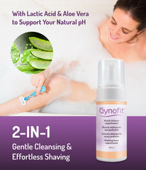 Close-up of the foam texture from Gynofit wash foam for gentle cleansing.