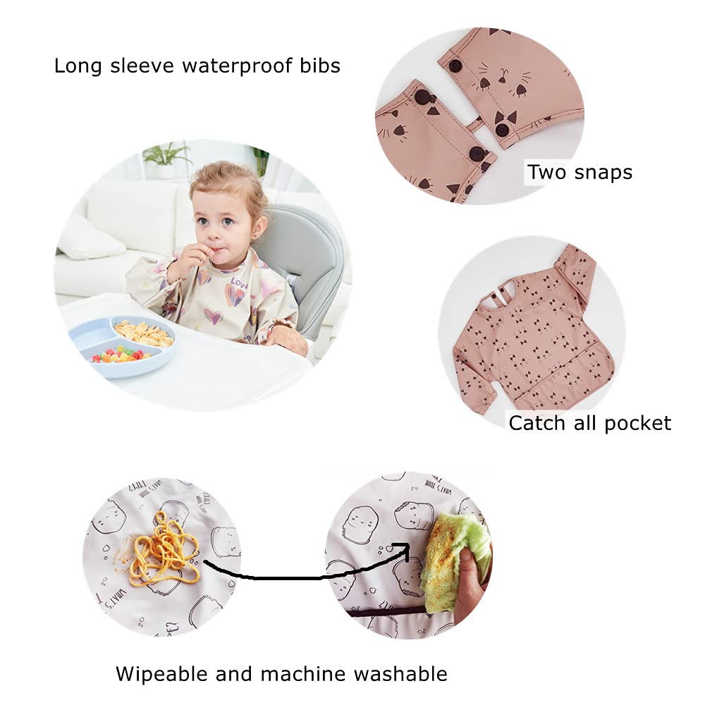 GZMM long-sleeve bib protects outfits during messy art projects.