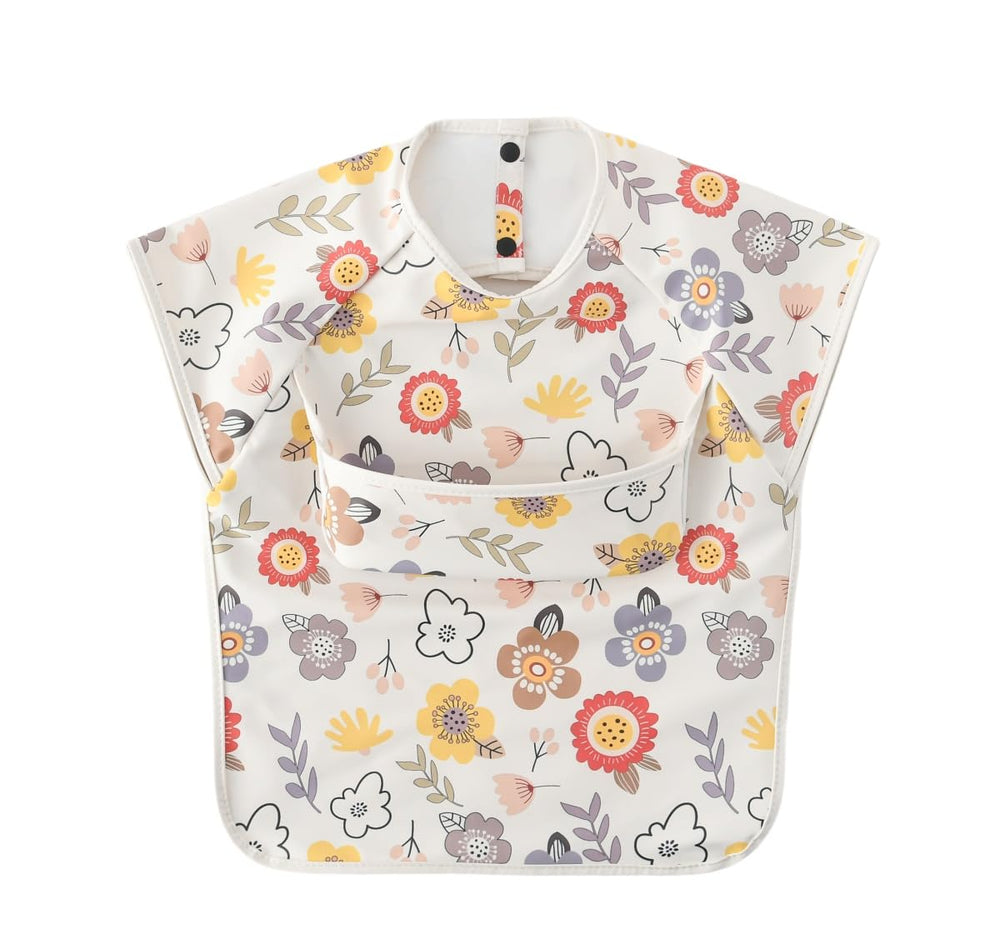 GZMM waterproof baby bib front view showing full coverage and clean lines