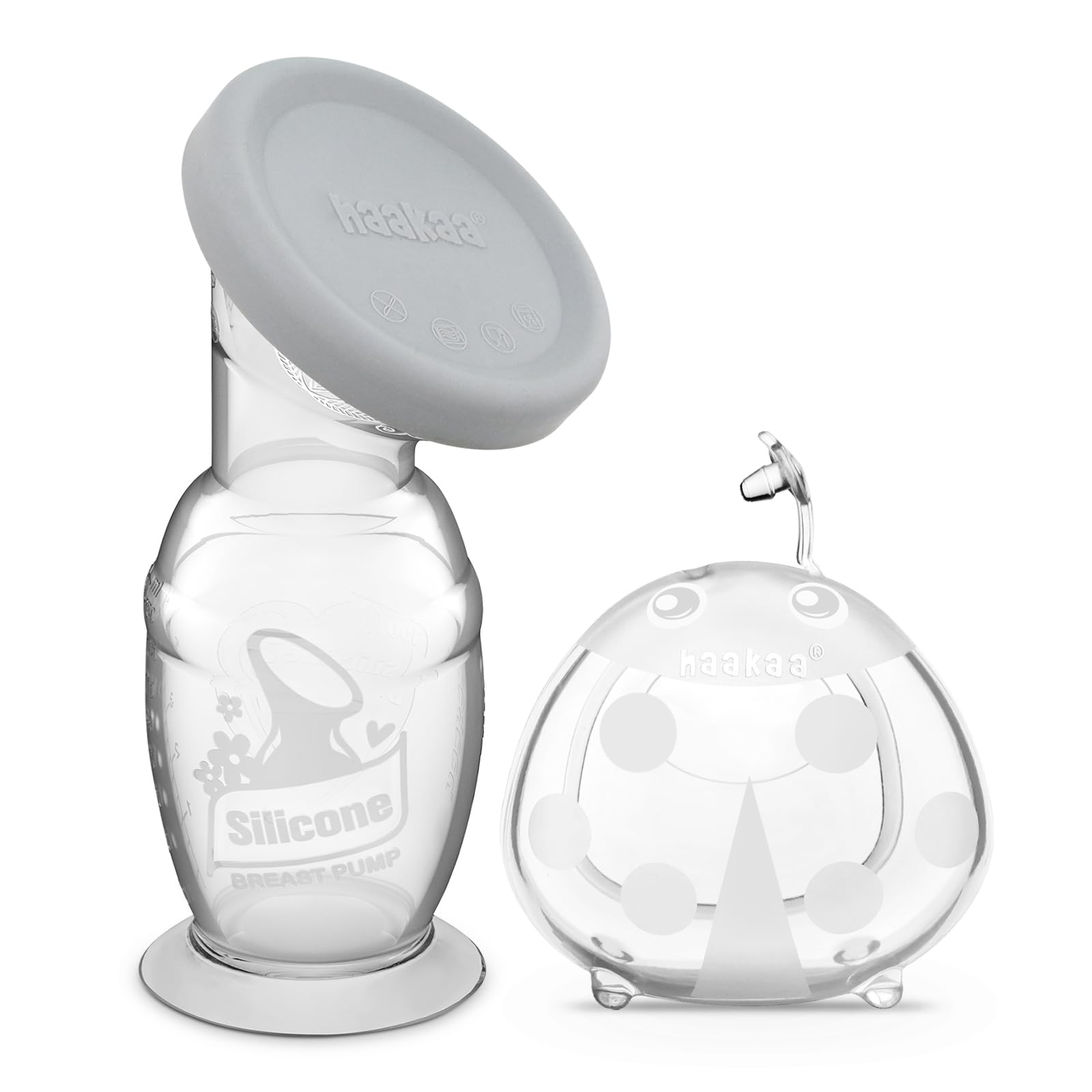 haakaa 150ml manual breast pump, compact and portable for hands-free let-down collection.