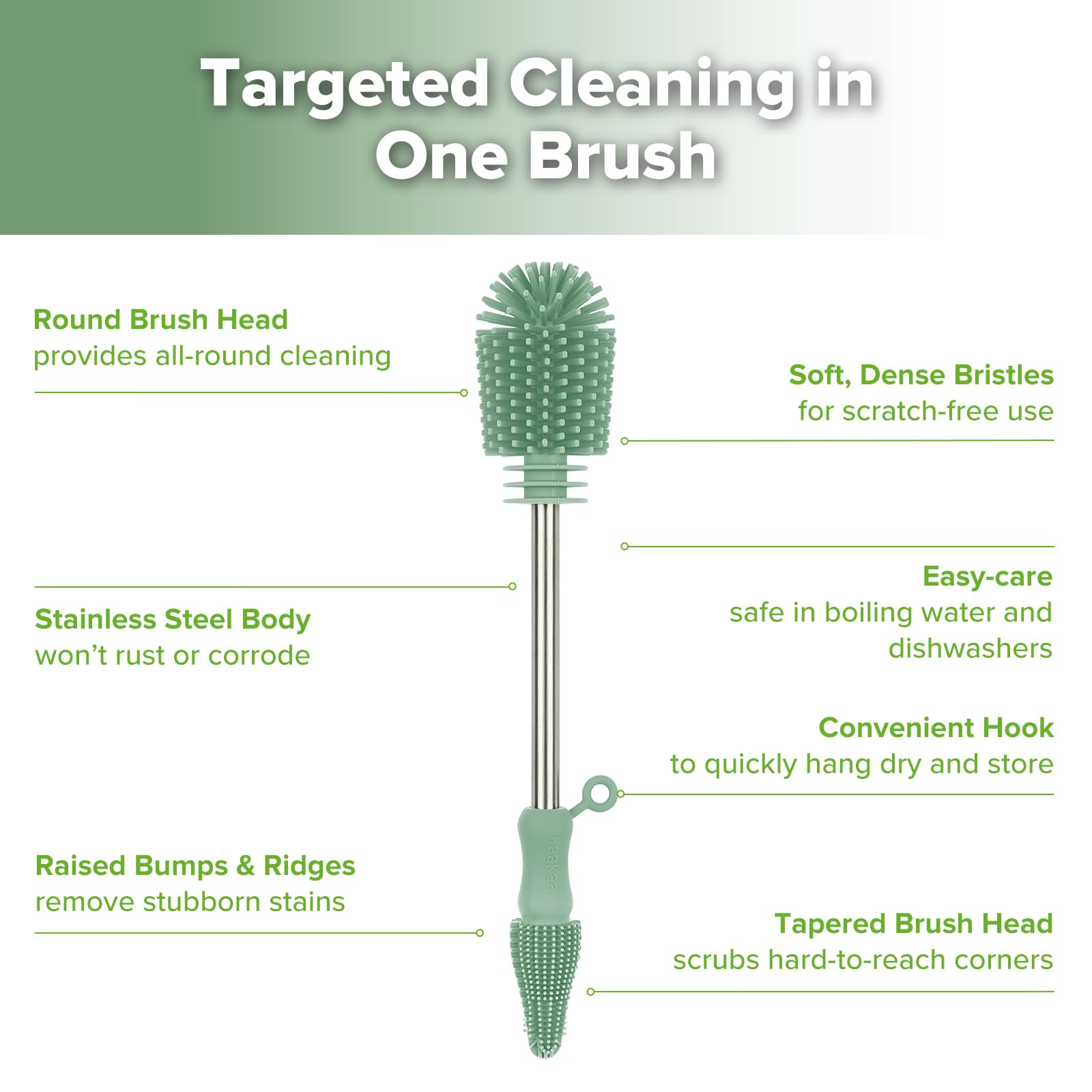 Haakaa 360 cleaning brush ensures complete interior contact.