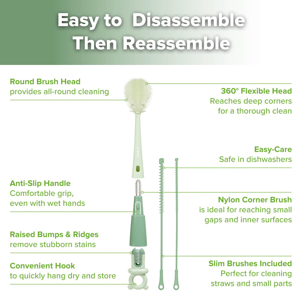 Haakaa 5-in-1 narrow-parts brush reaches small parts.