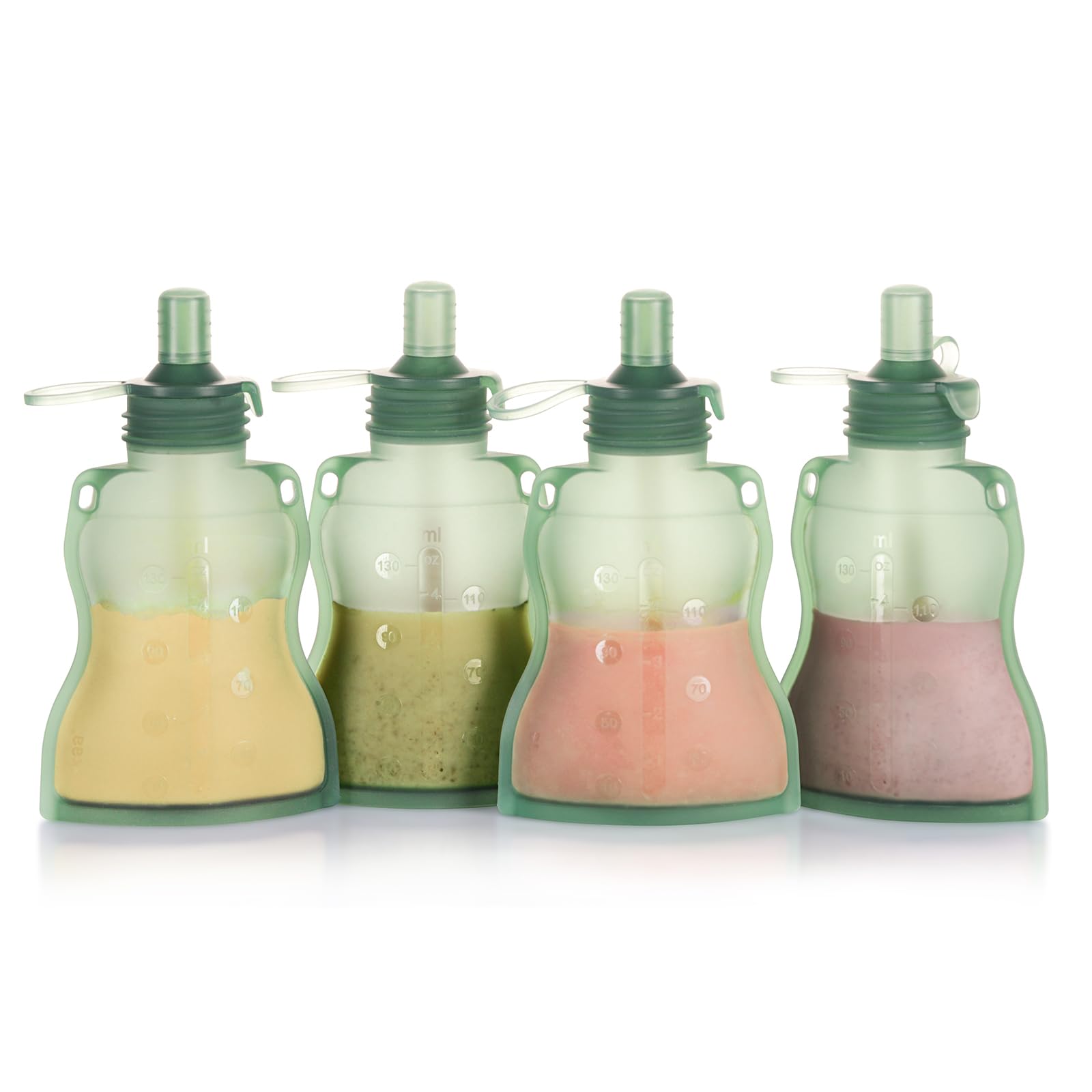 Haakaa baby food pouch 4oz pack shows compact design for easy homemade meals on the go.