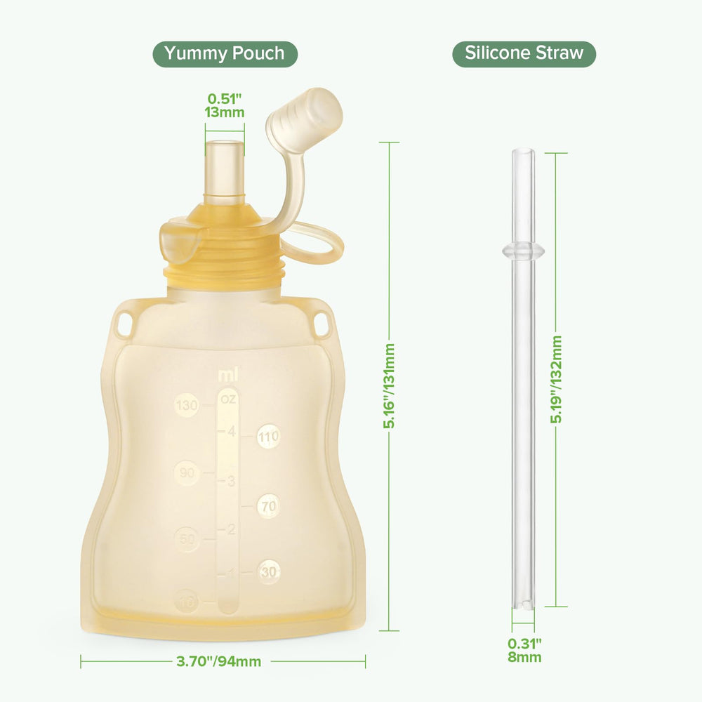 Haakaa Baby Food Pouch in use during snack time shows convenient on-the-go solution.