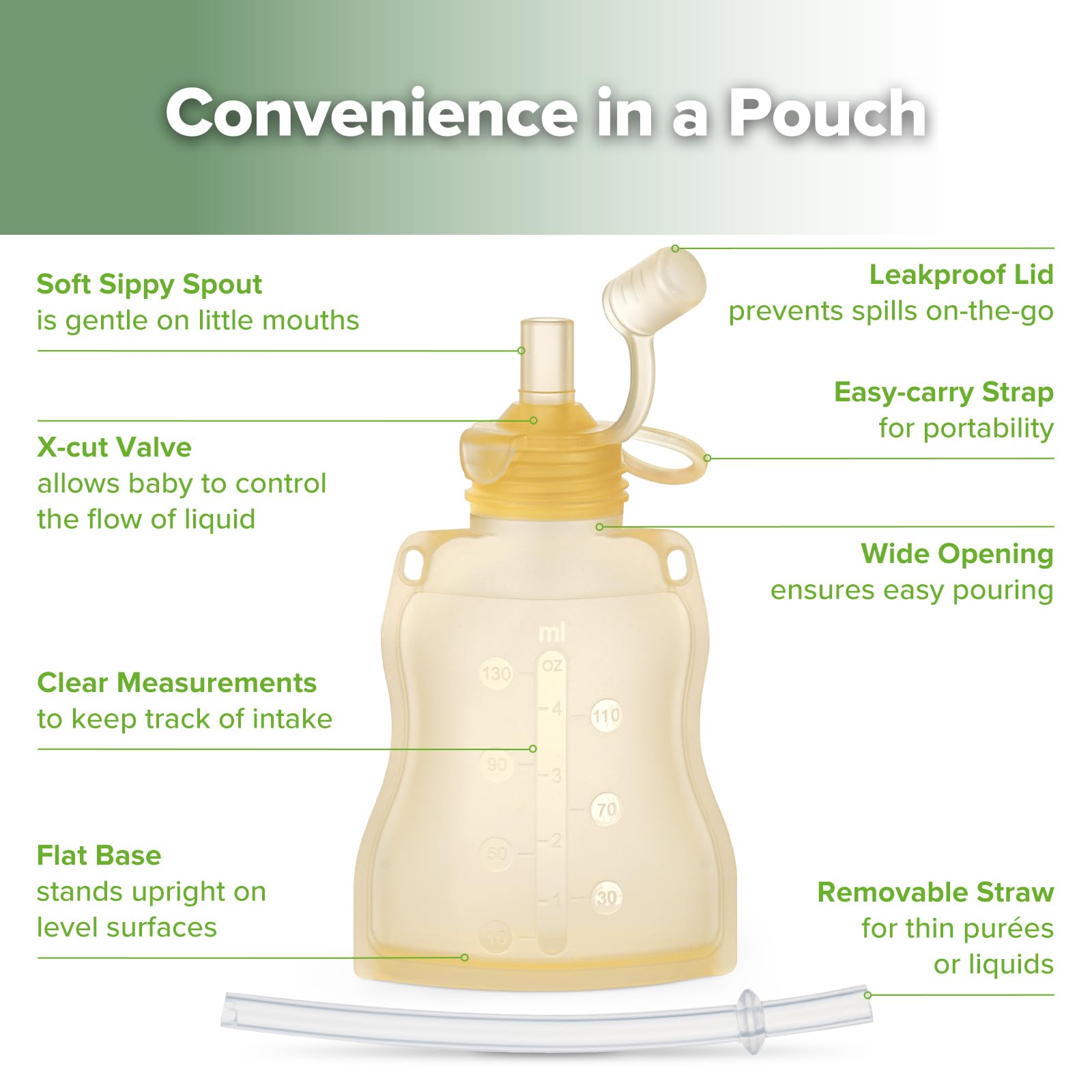 Haakaa Baby Food Pouch used for self-feeding illustrates easy toddler-friendly use.
