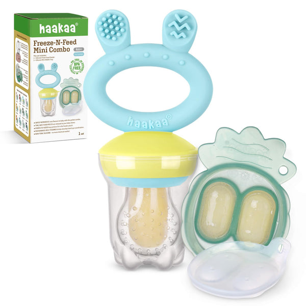 Haakaa baby fruit feeder pouch enabling safe introduction of solids.