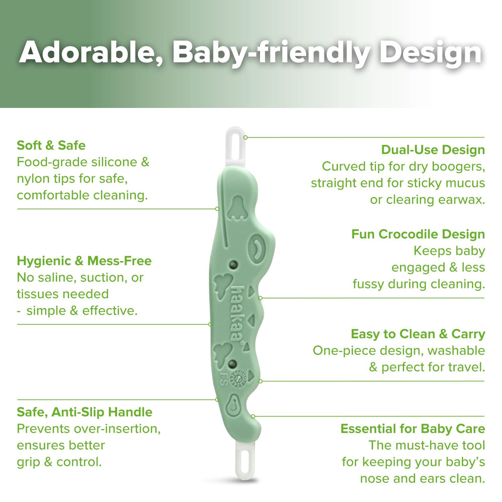 Haakaa long soft loop end for gentle ear cleaning.