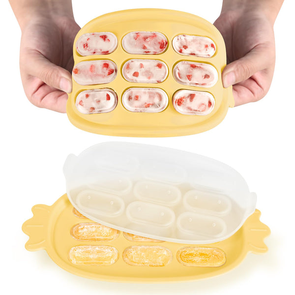 Haakaa baby popsicle mold yellow base for easy breastmilk portions.