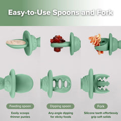 Haakaa silicone baby spoons offer ergonomic grip for little hands.