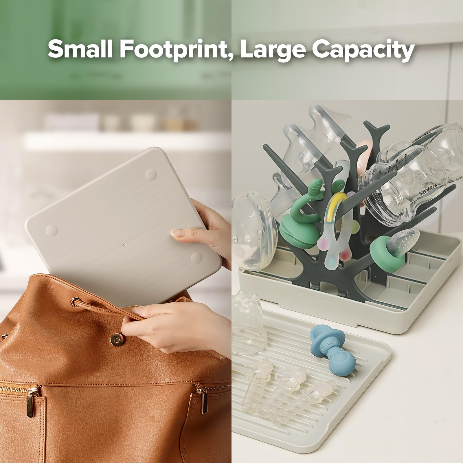 Haakaa supports 10+ bottles for stable, non-tip drying capacity.