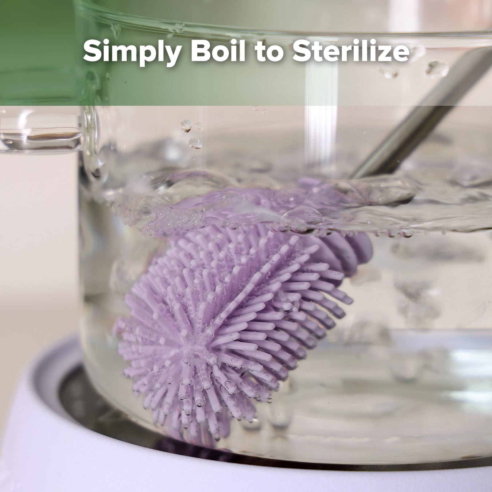 Haakaa 360° cleaning action supports full surface scrubbing.