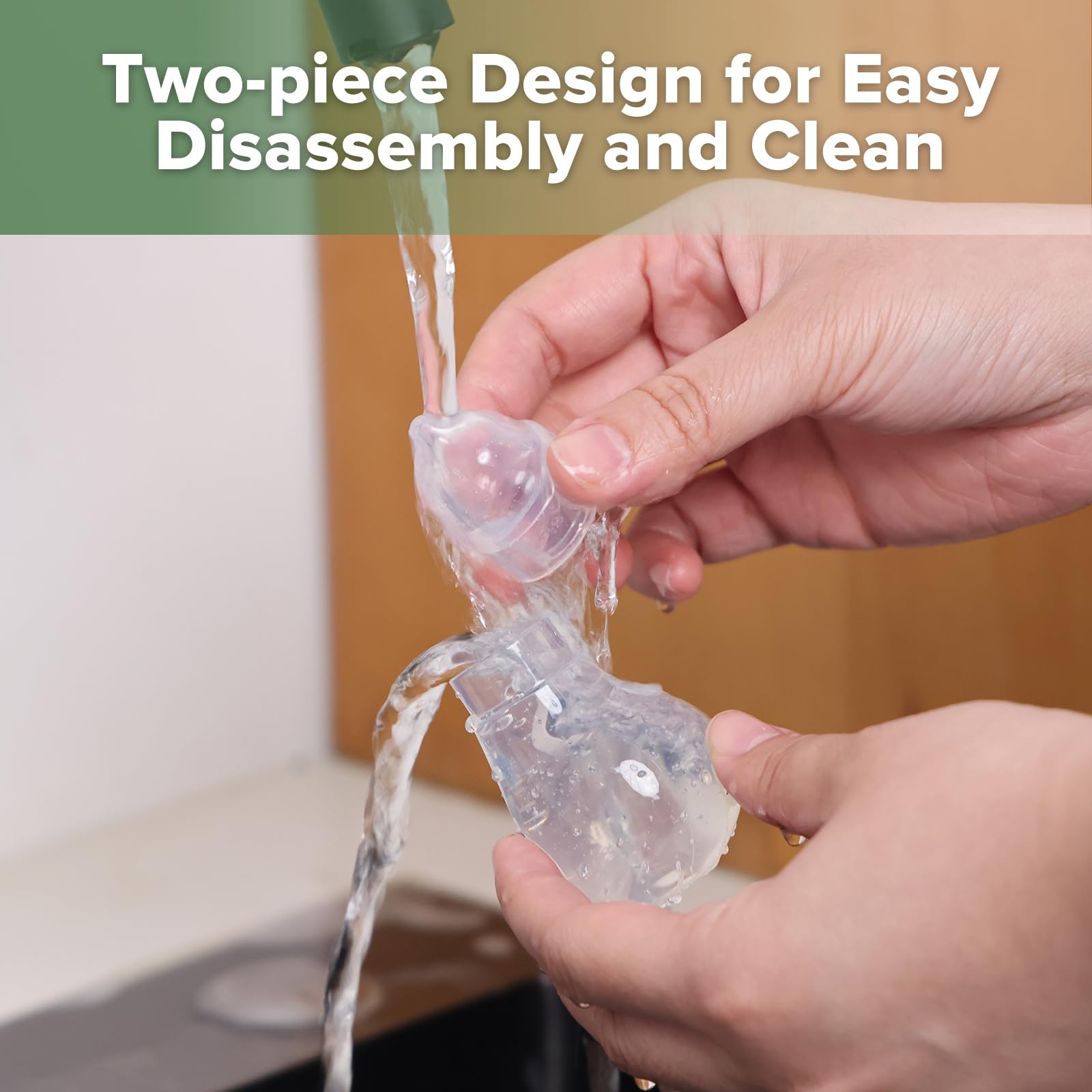 Haakaa clear silicone body for visibility during use.
